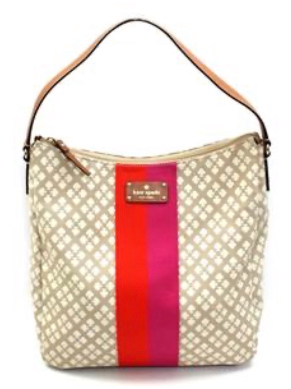 Kate Spade New York Spade Link Stripe Hobo Bag - Cream/Pink/Orange